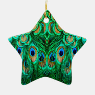 Glorious Peacock Feathers Julgransprydnad Keramik