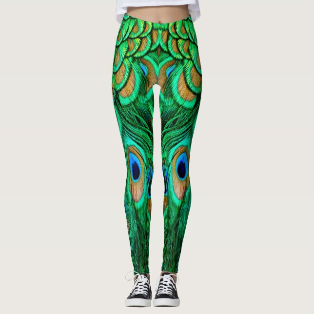 Glorious Peacock Feathers Leggings (Framsida)