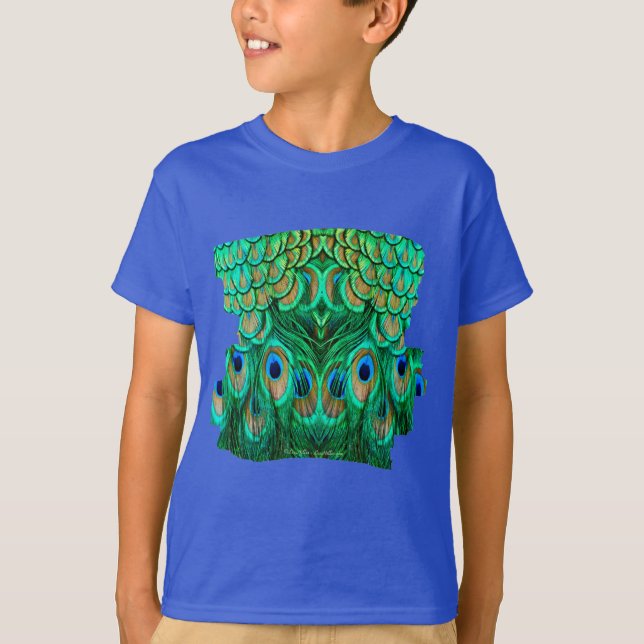 Glorious Peacock Feathers Tee Shirt (Framsida)