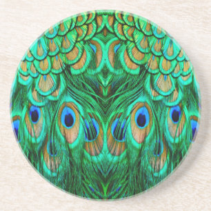 Glorious Peacock Feathers Underlägg Sandsten