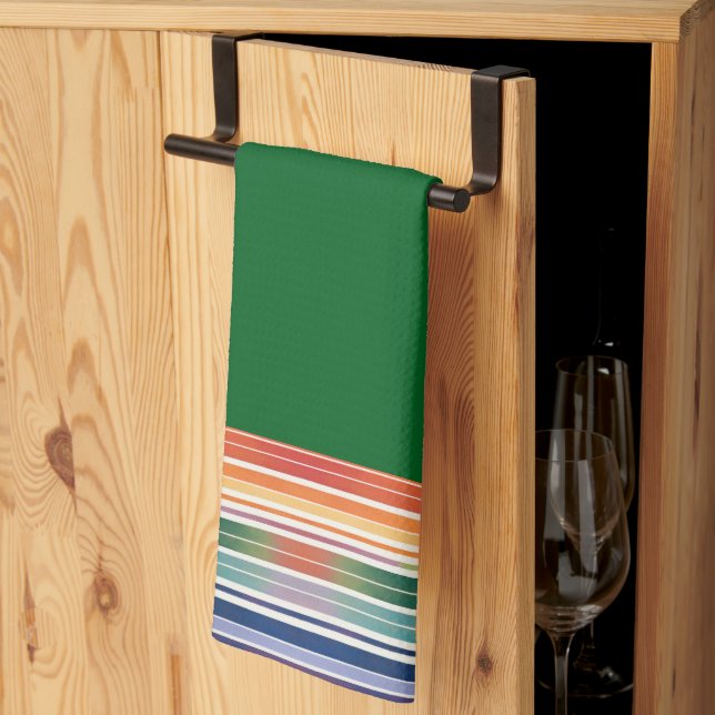 Glorious Rainbow Stripes Kökshandduk (Thirds Fold)