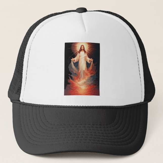 Glorious Risen Christ Christian Trucker Hat Keps (Framsida)