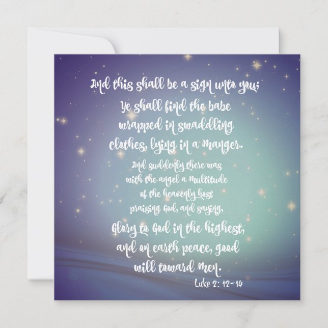 Gloriskt för Gud i de högsta Luke-julkorten (Framsida)