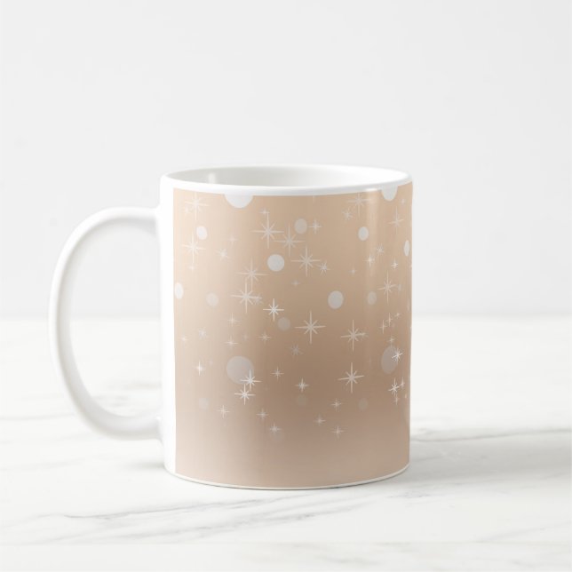 Gloriskt metallglor, gradient och stjärnor av guld kaffemugg (Vänster)