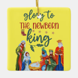 Glory för det nyfödda kung julgransprydnad keramik