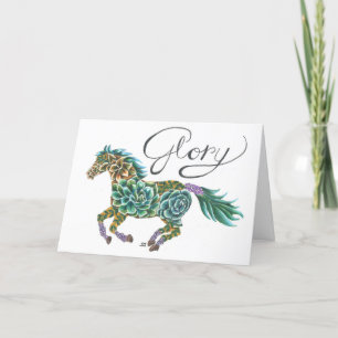 Glory Horse med påsatt kort av Sherry Jarvis