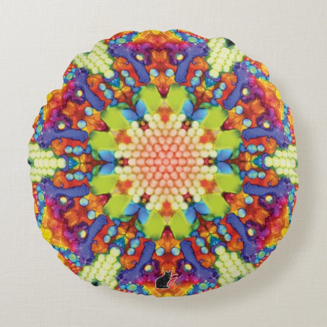 Glory Kaleidoscope Rund Kudde (Framsidan)