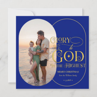 Glory mot Gud Christian Photo Script Blue Christia Julkort