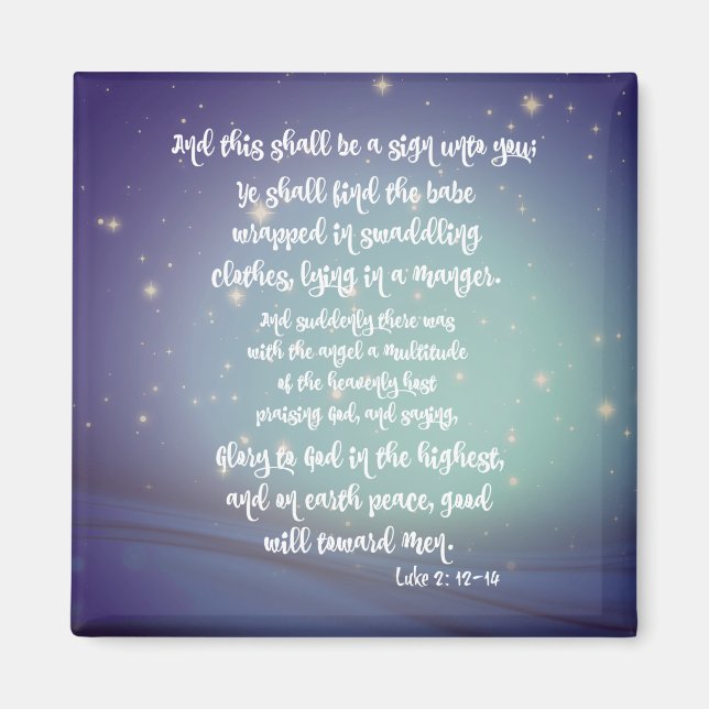 Glory mot Gud Luke Bible Verses jul Magnet (Framsidan)