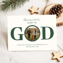 Glory to God Christian Religious Family Christmas Julkort