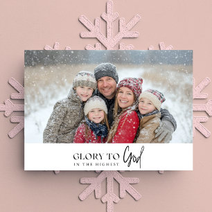 Glory to God Faith Based Heliga Julfoto Red Julkort
