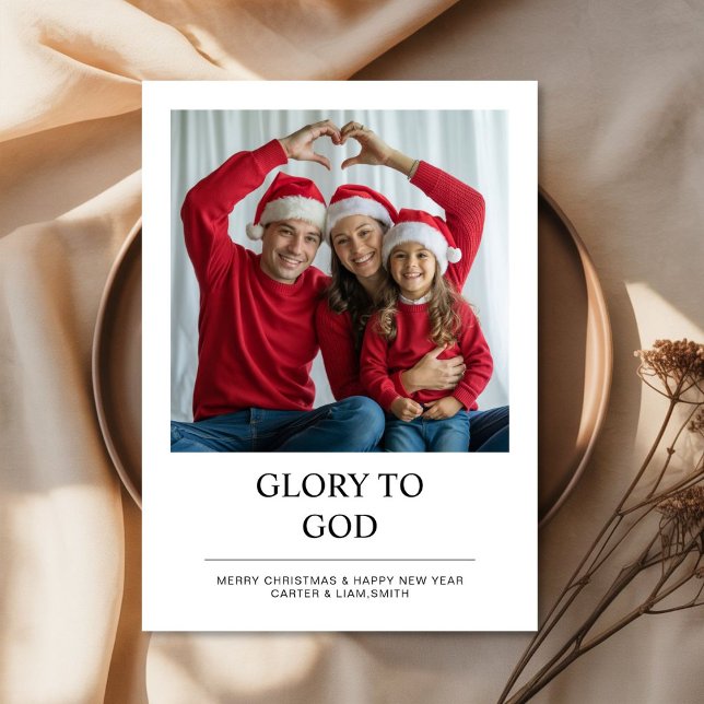 Glory to God Faith Family Christmas Photo Card Julkort (Skapare uppladdad)