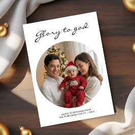 Glory to God Joyful Family photo christmas card Julkort