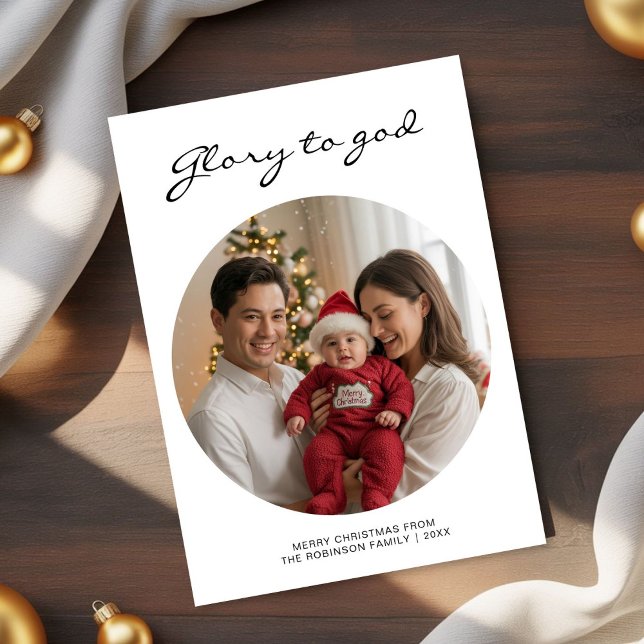 Glory to God Joyful Family photo christmas card Julkort (Skapare uppladdad)