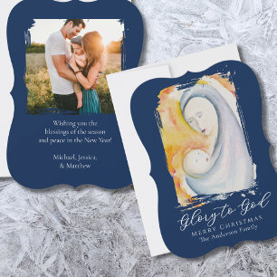 Glory to God Madonna and Child Religiösa Julkort