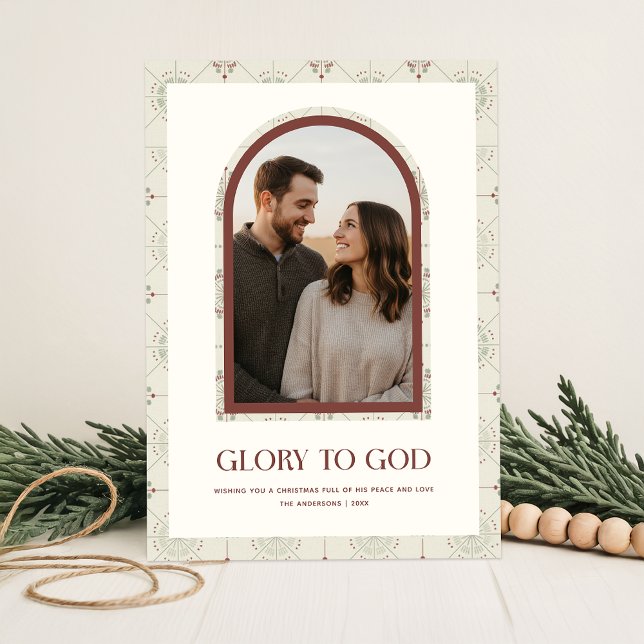 Glory To God Modern Religious Arch Photo Christmas Julkort (Skapare uppladdad)
