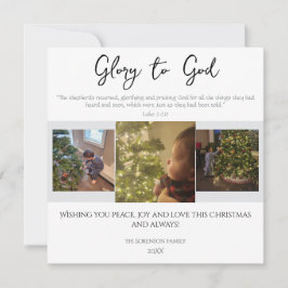 Glory to God Modern Simple Scripture Christmas Julkort