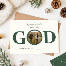 Glory to God Religious Family Photo Christmas Julkort