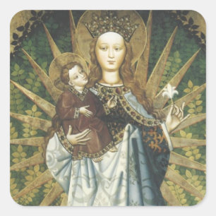 Glory to Jesus and Mary Fyrkantigt Klistermärke