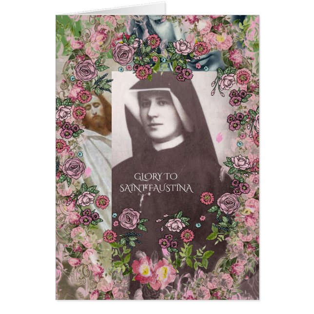 GLORY TO SAINT FAUSTINA HÄLSNINGSKORT (Framsidan)