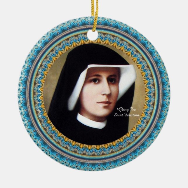 Glory to Saint Faustina Julgransprydnad Keramik (Framsidan)