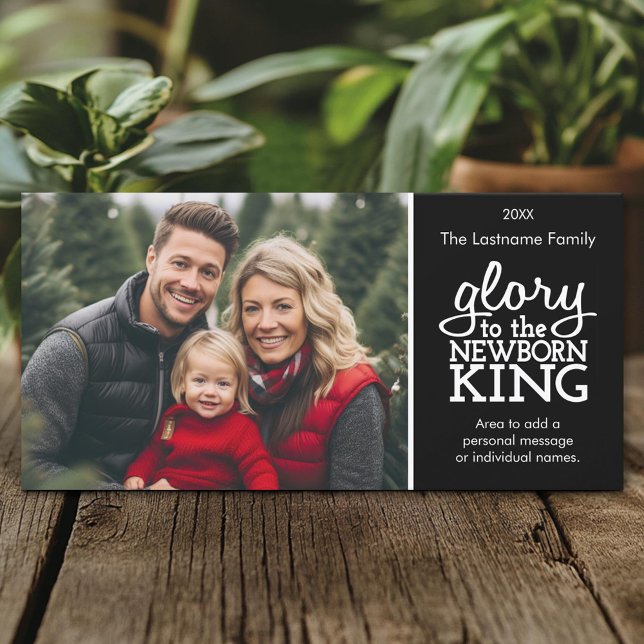 Glory to the Newborn Kung Black White - Photo Julkort (Create A Personal Holiday Photo Card)