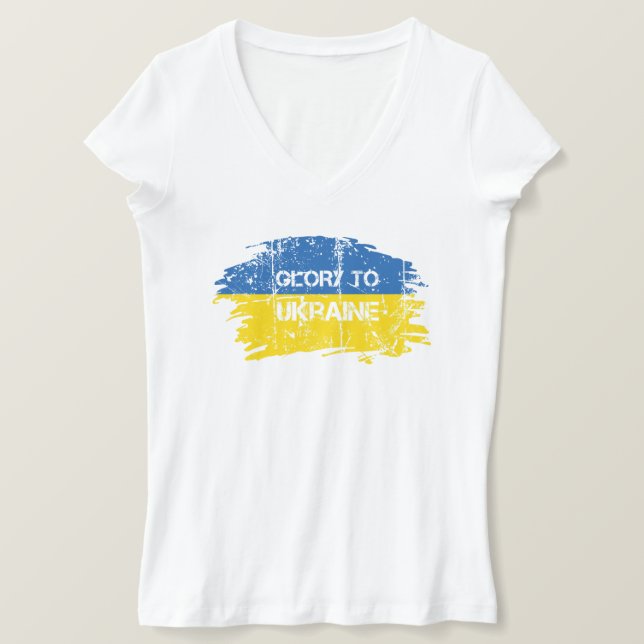Glory to Ukraina Flagga T Shirt (Design framsida)