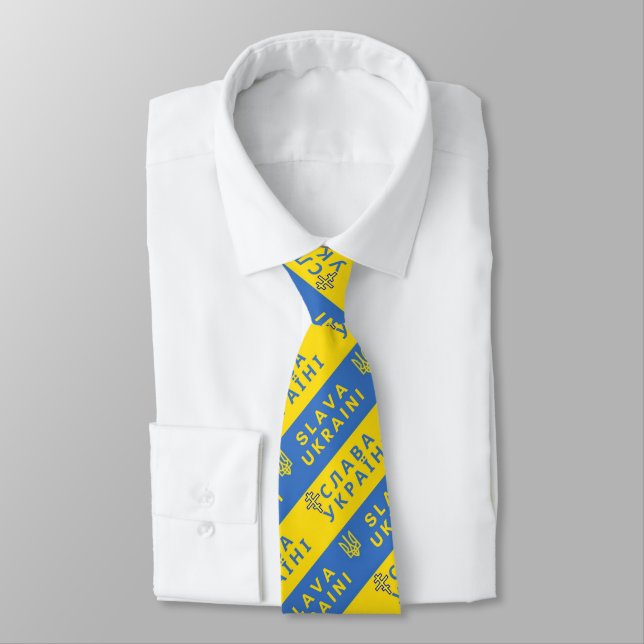 Glory to Ukraina Krig Trident Neck Tie Slips (Bunden)