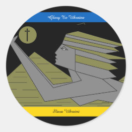 GLORY TO UKRAINE CLASSIC ROUND STICKER RUNT KLISTERMÄRKE
