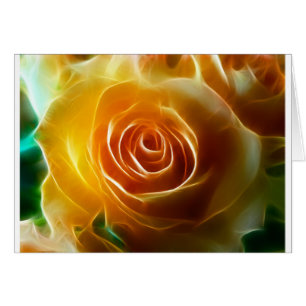 Gloserande Blommar Gul ros Fractal Flower Art Hälsningskort