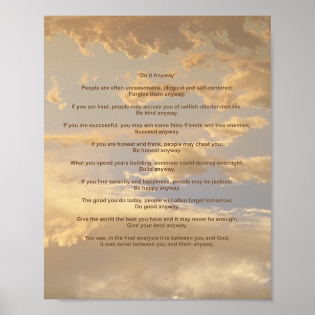 Gloserande Himlar gör det ändå Poster (Framsidan)