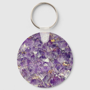 Gloserande lila ametyst crystal keychain nyckelring