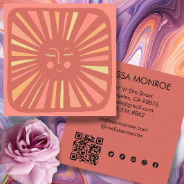 Gloserande Sol Cute Charming Social Media QR-kod Fyrkantigt Visitkort