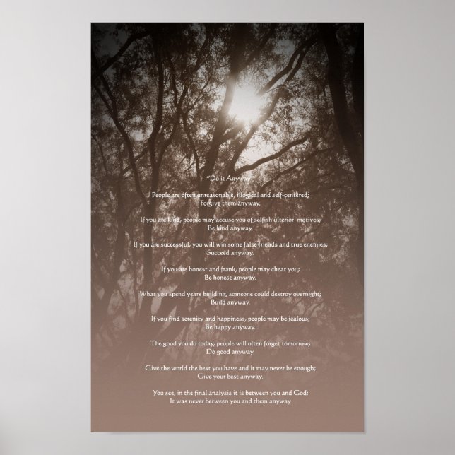 Gloserande Träd "Gör det ändå" Poster (Framsidan)