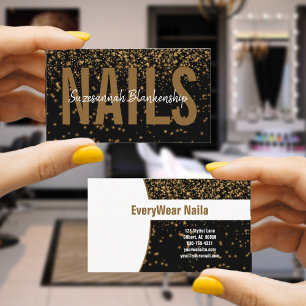 Glosing Guld Glitter on Black Anpassningsbar Profe Visitkort
