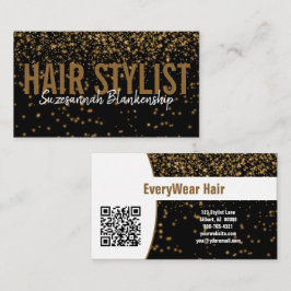 Glosing Guld Glitter over Black Anpassningsbar QR- Visitkort