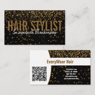 Glosing Guld Glitter over Black Anpassningsbar QR- Visitkort