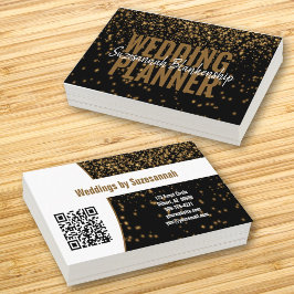 Glosing Guld Glitter over Black Anpassningsbar QR- Visitkort