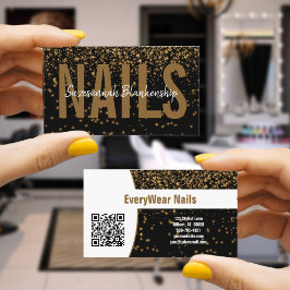 Glosing Guld Glitter over Black Anpassningsbar QR- Visitkort