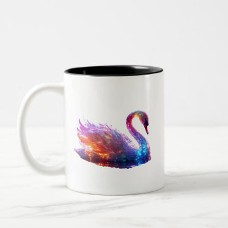 Glosing Iridescent Svan på Vatten - Magic Fantasy Två-Tonad Mugg
