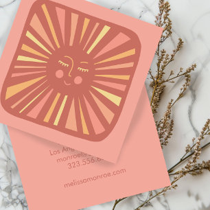 Glosing Sol Cute and Charming Rosa Square Busines Fyrkantigt Visitkort