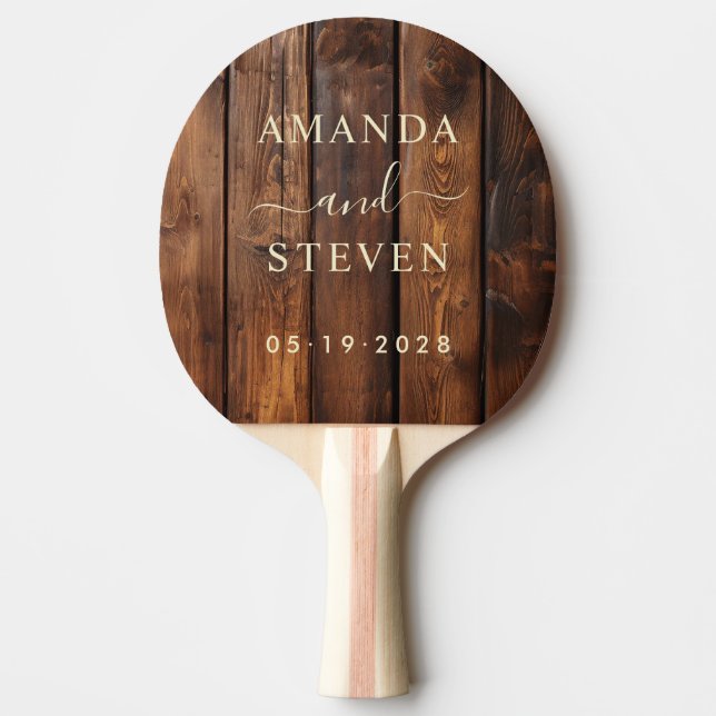Gloss Stain Boards Couple Names with Wedding Pingisracket (Framsidan)