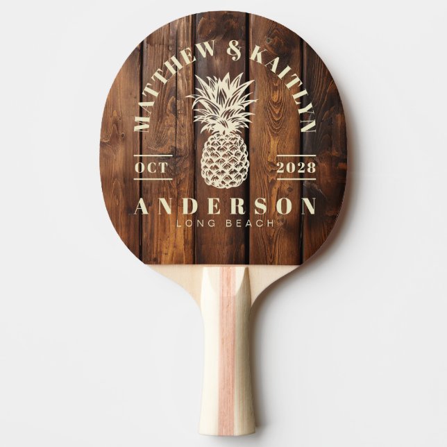Gloss Stain Boards Tropical Pineapple Wedding Pingisracket (Framsidan)
