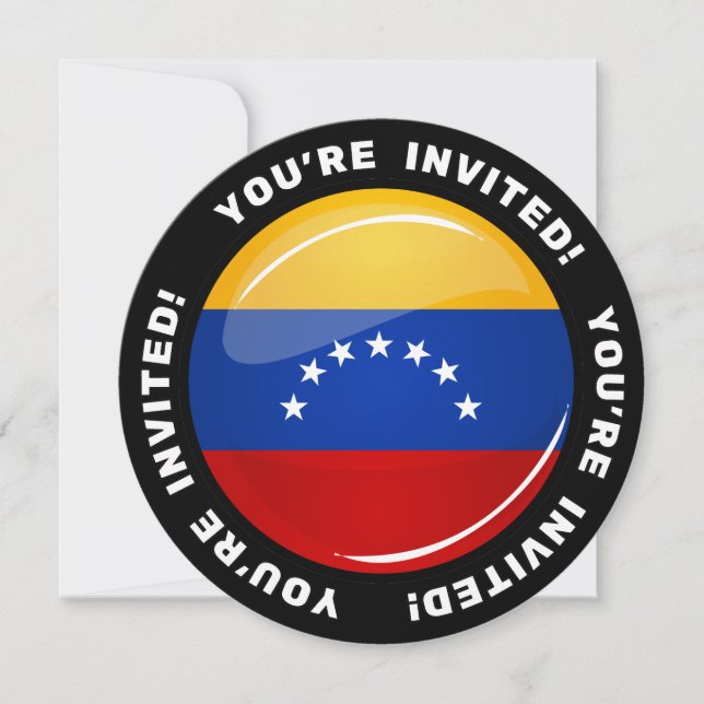 Glossal runda Venezuela-Flagga Inbjudningar (Framsida)