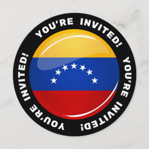 Glossal runda Venezuela-Flagga Inbjudningar