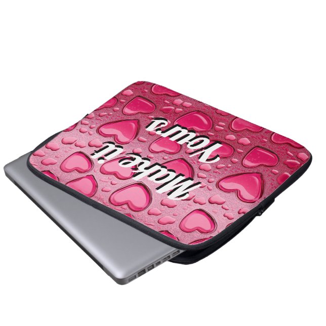 Glossy 3D Pink Jelly Hearts Laptop Sleeve (Framre botten)