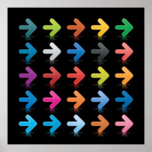 Glossy Arrows Set Vibrant Directional Pointers Poster (Framsidan)