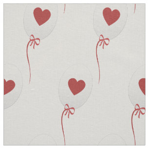 Glossy Balloon Red Hearts Mönster Tyg