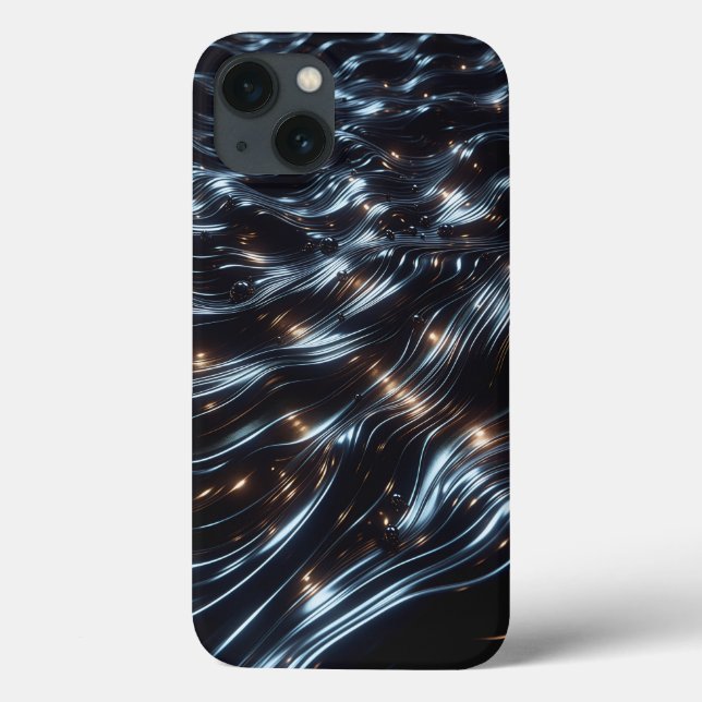 Glossy Black Chrome Liquid Phone Case - Abstract  (Baksida)
