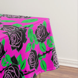Glossy Black Roses On A Hot Pink Background